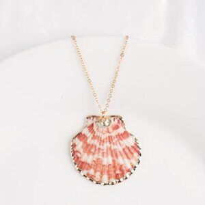 Boho Beach Vibes Shell Necklace, Women's Summer Vacation Fashion Jewelry, Gold